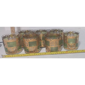 Culver Prado 24kt Set of 7 Green and Gold